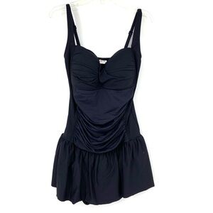 Quayside One Piece Swimdress Black Ruched